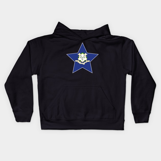 Connecticut State Flag Star Kids Hoodie by Realittle